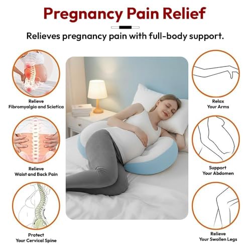 Image of StarAndDaisy Baby Pregnancy Pillow for Women | Maternity Pillow for Pregnancy Sleeping with Cuddle Pillow with Belly Support Adjustable Butterfly Design (Momcare Blue)