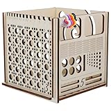 FONDOTIN Scatola Portaoggetti in Legno per Filato con Scomparti Organizer per Uncinetti e Lana Contenitore per Accessori da Lavoro Maglia Resistente e Facile da Pulire Adatto Tutti Abilità