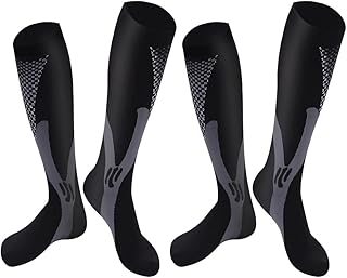 2 Pair Compression Socks Women & Men Compression Stockings 20-30mmHg Support Socks Knee High Cushioned Graduated Support Stockings for l Running, Athletic, Travel