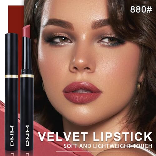 Image of evpct Maroon Velvet Matte Lipstick, High Pigmented Slim Lipstick Long Lasting Waterproof for Women Gift, Velvet Silky Lip Stick Stain Color Makeup Blendable 24 Hours Original Makeup Labiales, 880#