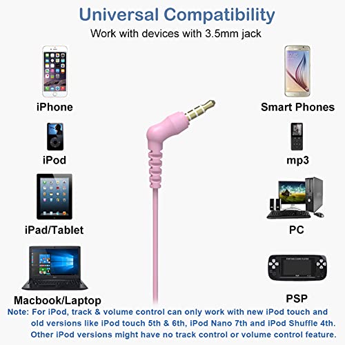 Image of Joysico Wired Sport Running Headphones Over Ear in-Ear Earbuds w Mic Pink
