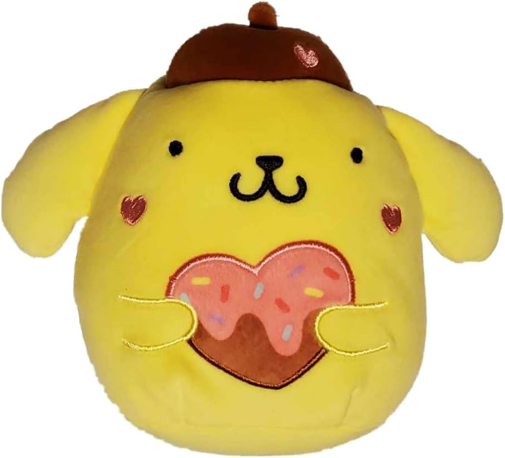 Squishmallows 6.5"" Valentines Hello Kitty Pompompurin, Small, Yellow