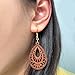 Vintage Boho Wooden Earrings for Women Handmade African Teardrop Wood Dangle Earrings Lightweight Hollow Bohemian Jewelry