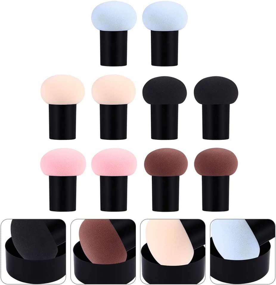 Spugna a cuscino per trucco, strumento di bellezza per fondotinta, fondotinta in polvere, spugnette cosmetiche, 10 spugnette per trucco a forma di fungo, applicatore per fondotinta bagnato e asciutto