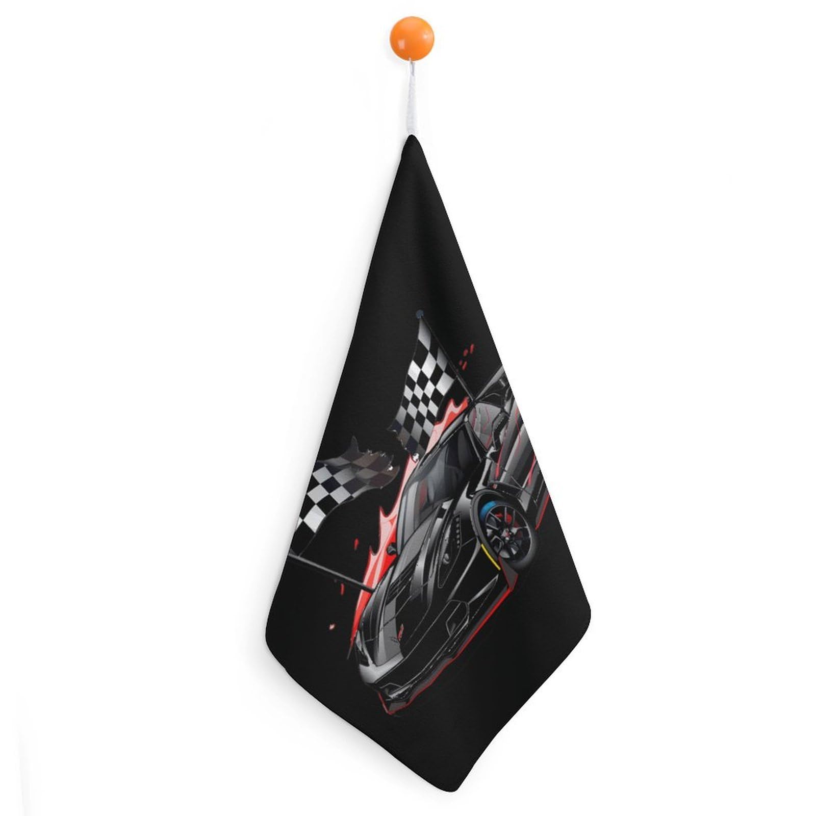 CGSBNGHA Car Racing Automobile Sport Racer Checkered Flag Hand Towel Hanging Face Towels Cleaning Cloths Handkerchief for Bathroom Kitchen