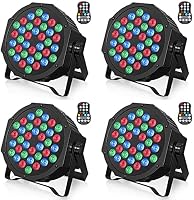 U`King RGB LED Reflektor Szett 4db - Újratölthető Akkumulátoros Színpadi Fény, 36 LED, Távirányítóval, Időzítővel - Esküvői, DJ, Parti Világ 1