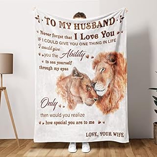 Valentines Gifts for Husband From Wife - To My Husband Blanket, Husband Birthday Gifts, Wedding Anniversary Presents for Him, Romantic Bed Blanket Gifts for Valentine's Day, Christmas157*132CM