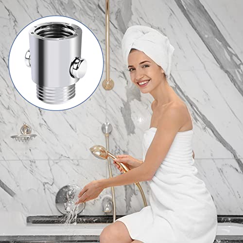 Shower Shut Off Valve G1/2'' Universal Button Type Water Flow Control Valve Bathroom Water Flow Control Valve For Shower Arm And Hose Or Bidet Sprayer, Silver #TOP6