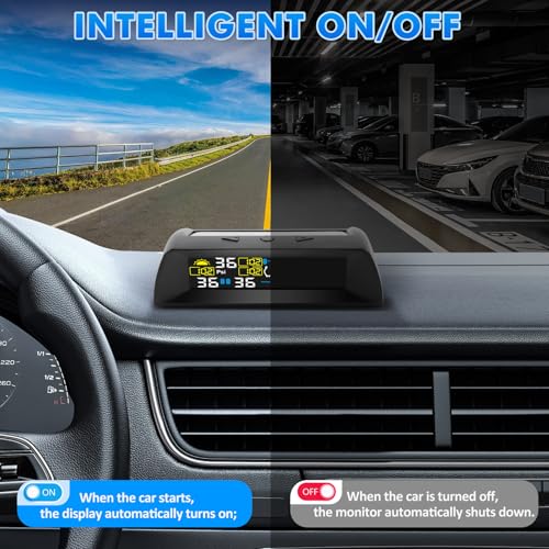 KAOLALI TPMS Reifendruckkontrollsystem, Solarladung und USB-Ladefunktion, mit Farbiger LCD-Anzeige und 6 Externen Reifendrucksensor, 9,9 Bar/144 PSI Max für RV LKW SUV