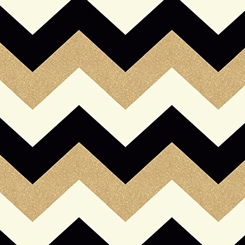 Arthouse 892300 Glitterati Chevron Wallpaper, Black/Gold