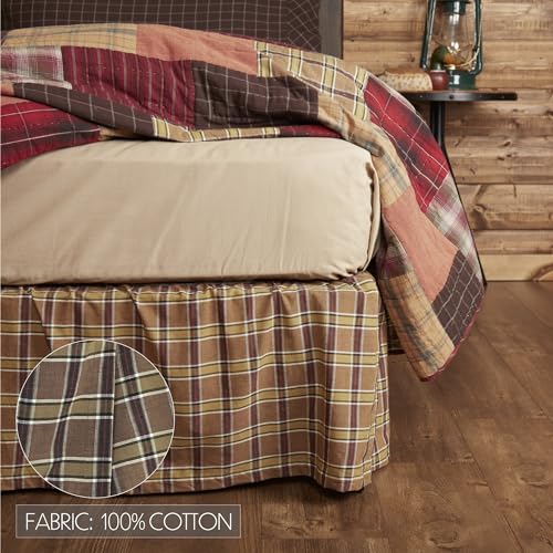 VHC-Brands-Wyatt-Bedding-Accessory-Queen-Skirt-60x80x16-Plaid-Tan VHC Brands Wyatt Bedding Accessory Queen Skirt 60x80x16 Plaid Tan
