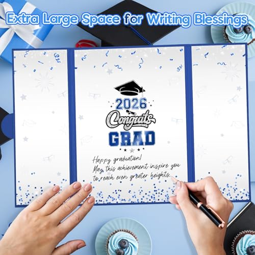 Image of Graduation Decorations 2026 Blue Silver Graduation Guest Book to Sign Class Of 2026 Signature Guestbook Alternative Party Gifts Keepsake Congrats Grad Invitations Memory Card Board College High School