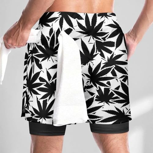 KiRYu Men's Swim Trunks Weed-pattern-marijuanas Quick Dry Board Shorts, XX-Large3