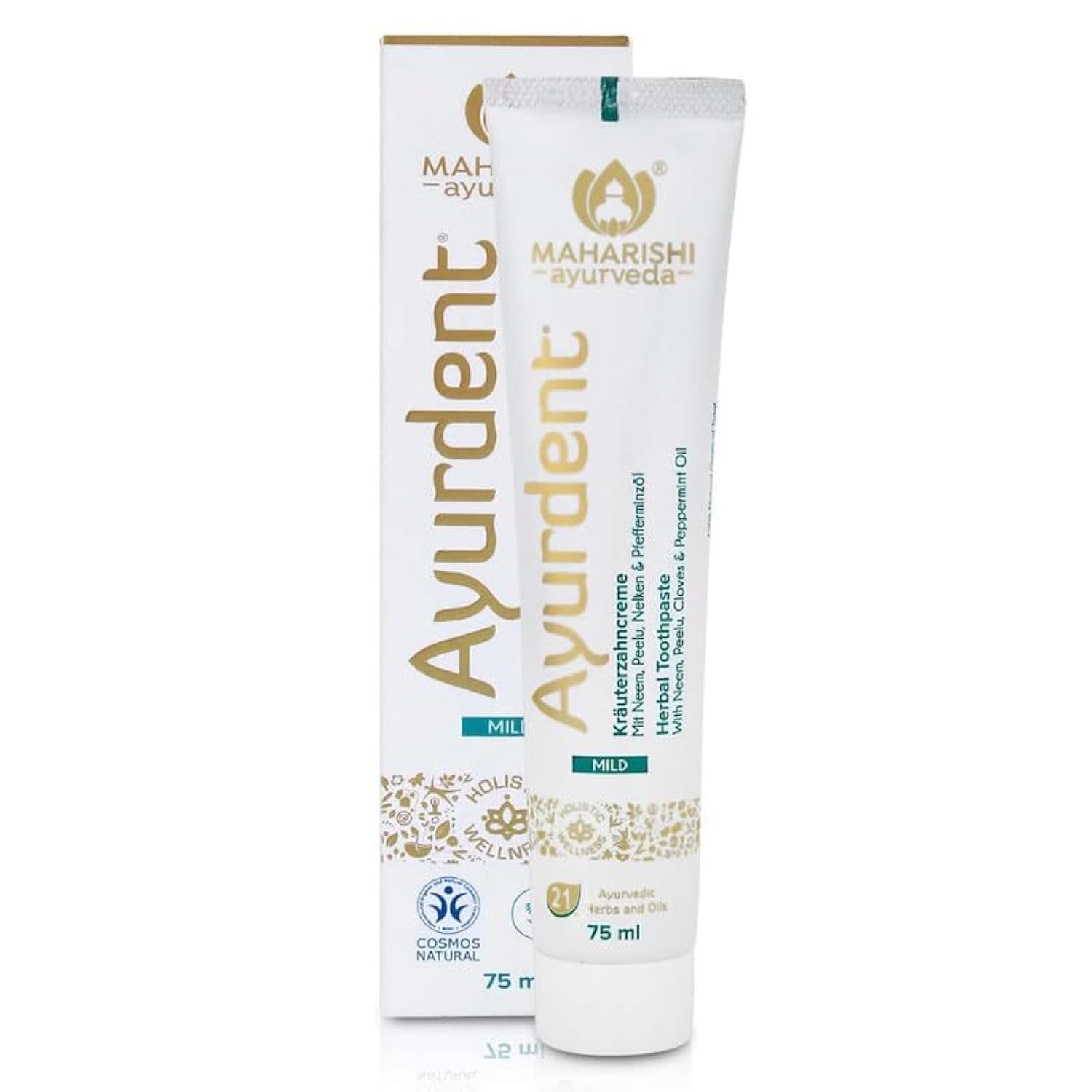 Maharishi Ayurveda Ayurdent Mild Herbal Ayurvedic Toothpaste – All Natural|21 Ayurvedic Herbs|Whitens&Strengthens Teeth|Helps Fight Plaque, Tartar, Cavity, Tooth Decay&Bad Breath|75 Ml, Pack of 1