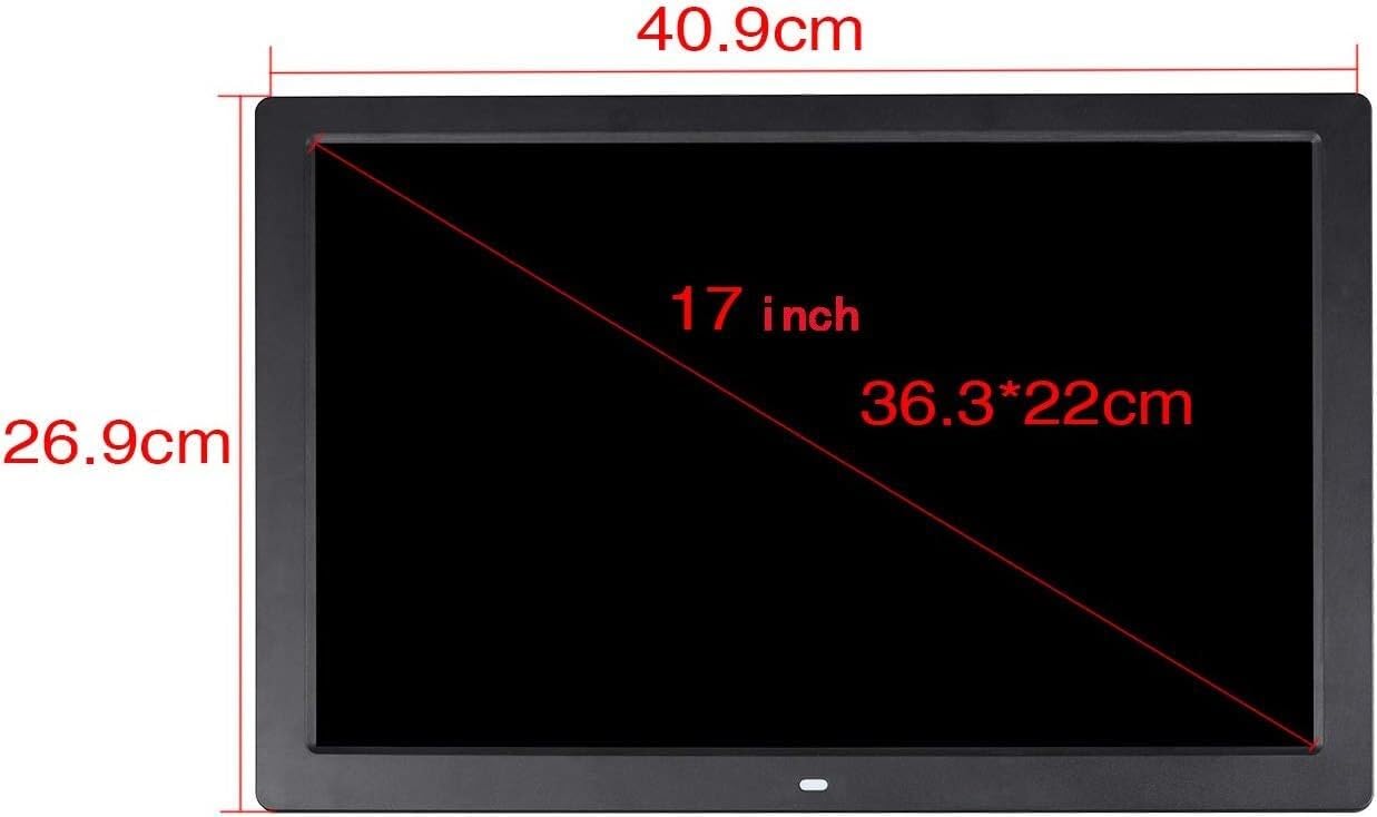 17,1-calowa cyfrowa ramka do zdjęć Wyświetlacz wysokiej rozdzielczości 1080p Odtwarzacz wideo w pełnym formacie(Nero)