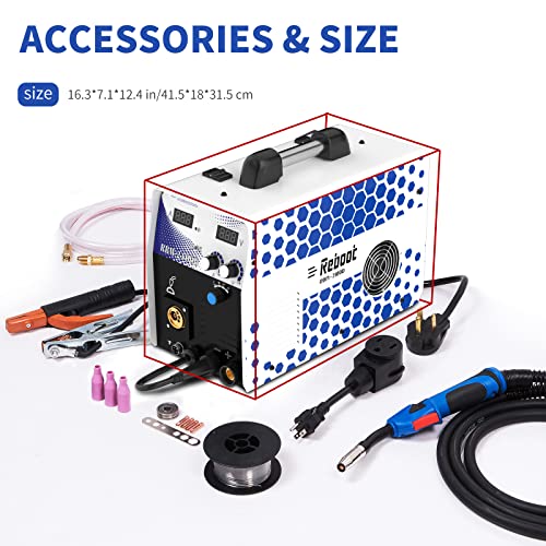 Reboot Mig Welder 210A 110/220V Gas/Gasless Mig/Stick/Lift Tig/Spool Gun/2T/4T 5 In 1 Igbt Inverter Multiprocess Welder Combo 2Lb/10Lb Solid Wire Flux Cored Wire Energy Saving Portable Welder Machine #TOP1