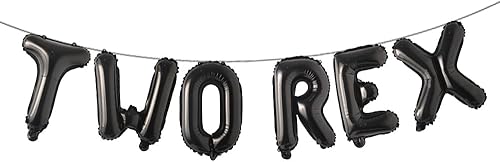 Decoraciones de fiesta de dinosaurio de segundo cumpleaños para niños, decoración de fiesta de cumpleaños Rex, globo de letras 2, dinosaurio Rex,