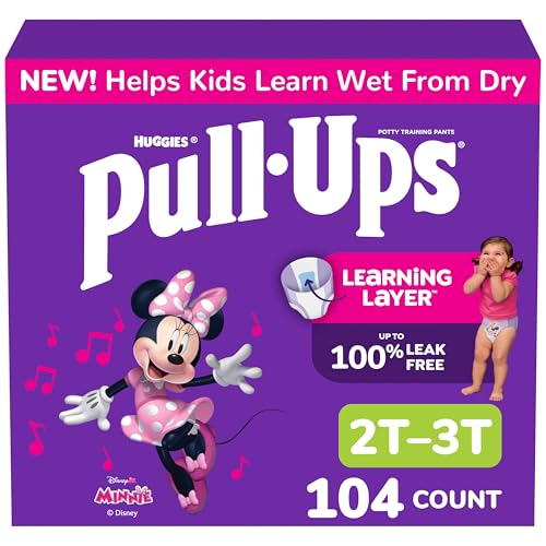 Pull-Ups Girls' Potty Training Pants, Size 2T-3T Training Underwear (16-34 lbs), 104 Count