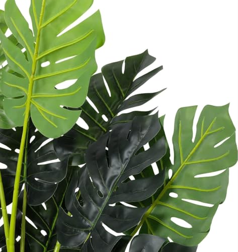Image of VRB Dec 1 Pcs (4 FT) Artificial Plants with Pot Plants Leaves Tree Tropical Bougainvillea Faux Areca Plants Indoor Real Touch Monstera,Banana Plant for Home(Artificial Monstera Palm Plant with Pot)
