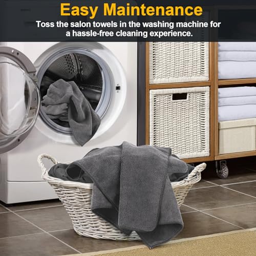 Image of UNIMADE Salon Towels 24 Pack, Super Soft Microfiber Gym Towels, Highly Absorbent Hair-Drying Cloth for Gym, Bath, Spa Use and Home Beauty Care - Grey (16x29 inch)