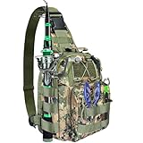 Bnqoe Mochila de pesca, bolsa de armazenamento de equipamentos de pesca com suporte de vara mochila de armazenamento para caminhadas ao ar livre, viagem, caça (F-Conglin Army Green)