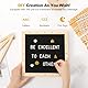 Lewondr Letter Board, 25 x 25 cm Holz Filz Letterboard, Auswechselbar Buchstaben Tafel mit 20 LED Lichter & 340 Buchstaben Zahlen Sonderzeichen, Buchstabentafel Buchstabenbrett Message Board, Schwarz