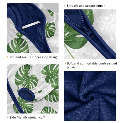 CHIFIGNO Green Monstera Leaves Boys Winter Jacket Warm Winter Jackets for Boys 3T3