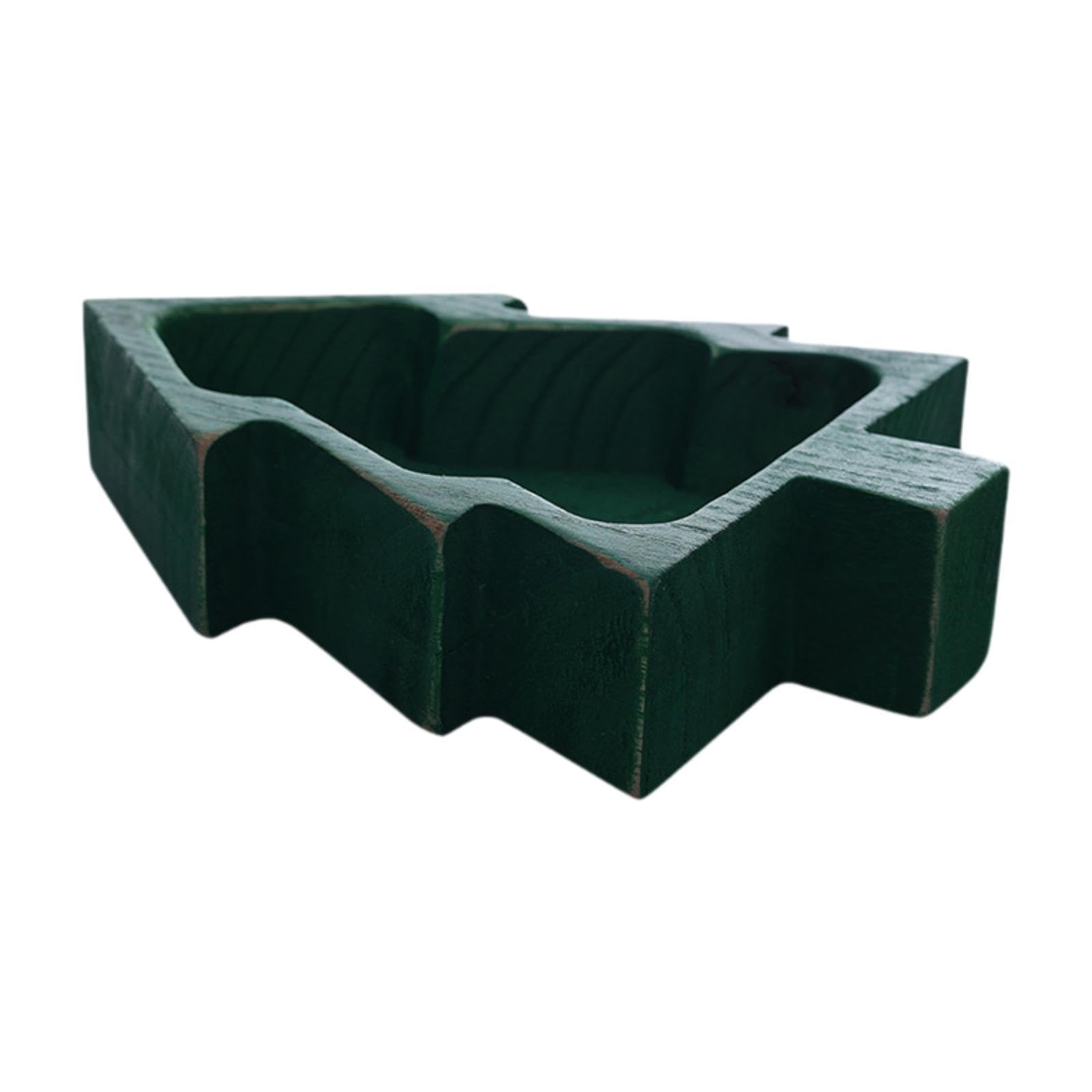 Bandeja de madera para servir árbol de Navidad, plato de aperitivos para frutas y golosinas, decoración festiva, cuenco verde perfecto para fiestas y reuniones