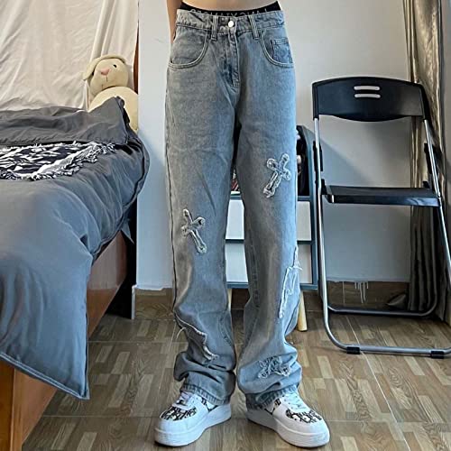 Gothic Men's Crossbody Patch Distressed Harajuku Jeans3