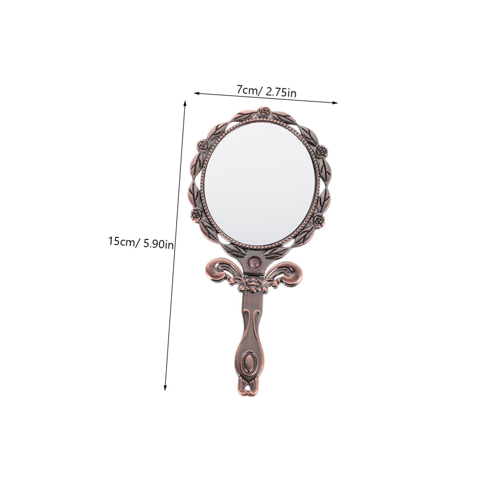 NAMOARLY Handheld Makeup Mirror Vintage Folding Handle Mirror Portable Metal Compact for Vanity