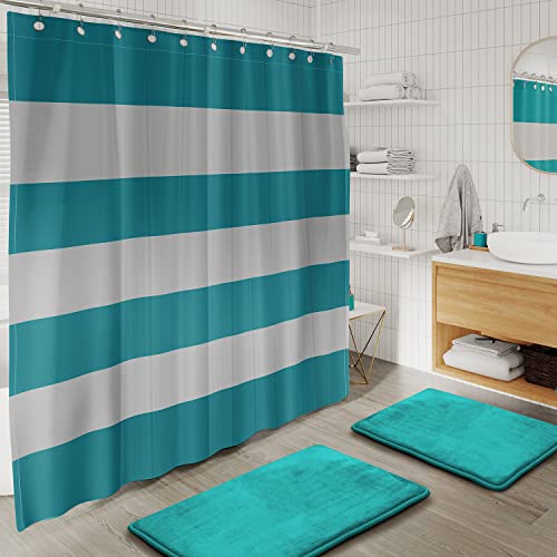 Clara Clark Bathroom Set - Teal Bathroom Accessories Set, 20PC Bathroom Accessory Set, Shower Curtain Set with Liner, Toothbrush Holder, Soap Dispenser, Soap Dish, Toilet Brush Holder, and Trash Can - Image 7