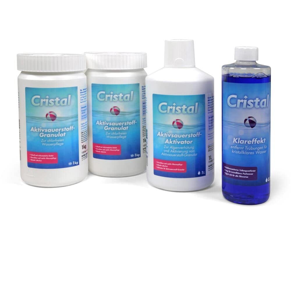 Cristal Aktivsauerstoff-Set mit Aktivator & Klareffekt - Chlorfreie Wasserpflege für Pools & Whirlpools - Sanft, Effektiv & Hygienisch