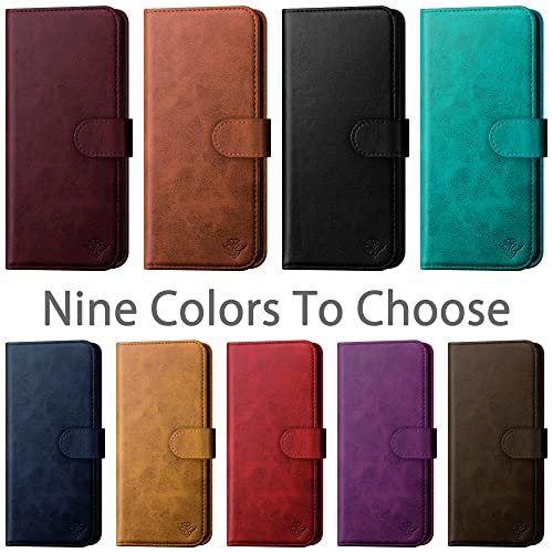DuckSky for iPhone 15 Pro Max 6.7" Genuine Leather Wallet case 【RFID Blocking】【4 Credit Card Holder】【Real Leather】 Flip Folio Book Phone case Protective Cover Women Men for Apple 15 Pro Max case Black by DuckSky - Image 2