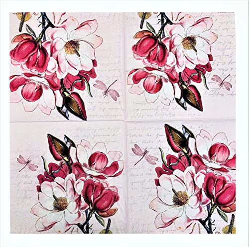 20-Ct 13X13 Pretty Flower Napkins Spring Paper Napkins Decorative Napkins For Decoupage Floral Paper Napkins Mother's Day Napkins Vintage Beautiful Magdalena Printed Napkins For Wedding Teacher Artist #TOP6