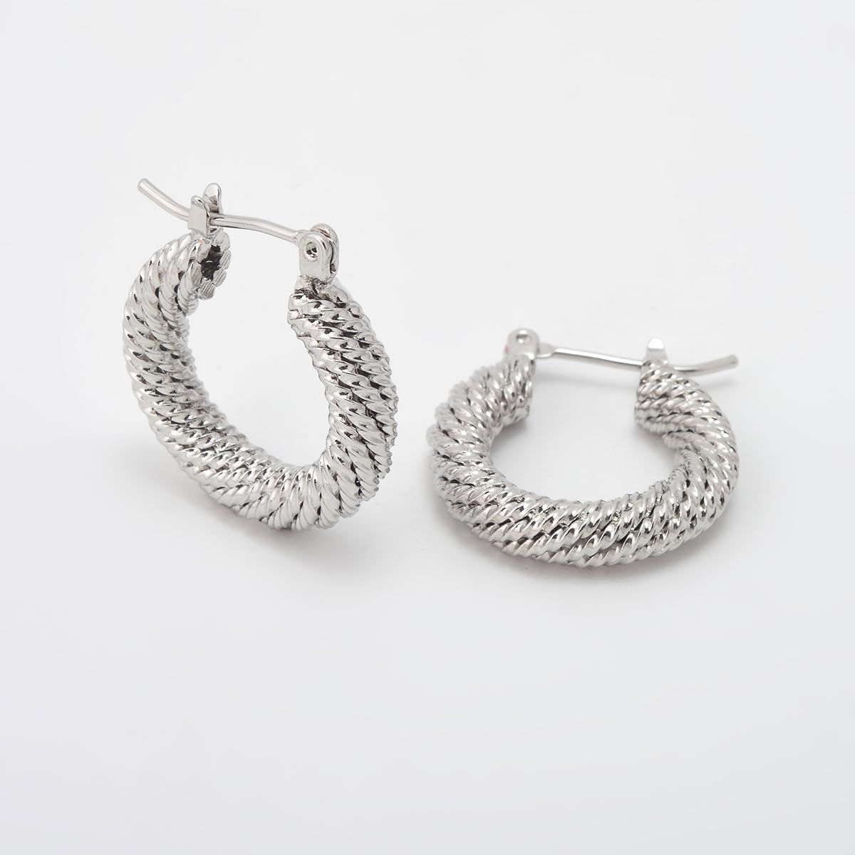 RENAIZ Dainty Lightweight Hoop & Stud Earrings for Women – 14K Gold Plated & Rhodium Plated, Minimalist Geometric Hypoallergenic Jewelry, Tiny Dainty Everyday Studs and Hoops - Image 2