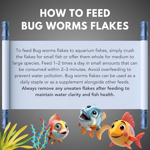 Image of Tropical Flakes 25g Fish Food with 52% Protein for Guppy,Betta Fish,Guppy Fries,Tetra and All Types of Tropical Fishes (Bug Worm Flakes)