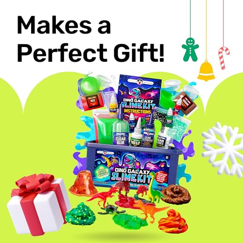 Original Stationery Dinosaur Galaxy Slime Kit for Boys Ages 7-12, DIY Glow-in-The-Dark Slime Set with Glitter & Dinosaur Toys, Fun Space-Themed Craft Activity, Birthday Gift for Kids by Original Stationery - Image 8