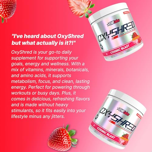 Image of EHP LABS OxyShred Pre Workout Powder - Preworkout Powder with L Glutamine & Acetyl L Carnitine, Energy Boost Drink - Cosmic Blast, 60 Servings