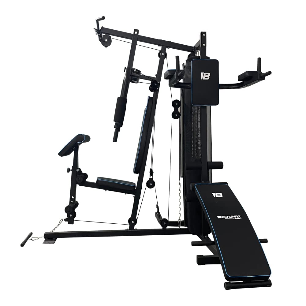 BEHUMAX Máquina multifunción Multigym 500 Máquina de musculación, multiestacion, Hombros, Espalda, Brazos, Pecho, piernas, Triple polea, 67,5kg