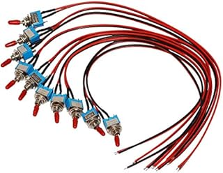 DONJON Toggle Switch,ON/Off SPST with Pre-soldered 20AWG Wires,3v/5v/12v/24v/72v/240v Mini Toggle Switches for Light,car,Truck,Test Machine,Industrial Equipment.3 Pins 2 Positions(10pcs+Wire)