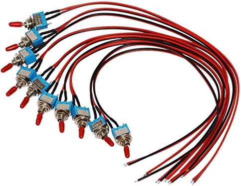 VONVOFF Toggle Switch,ON/Off SPST with Pre-soldered Wires,3v/5v/12v/24v/72v/110v/220v/240v/ Mini Toggle Switches for car,Truck, Light,Test Machine,Industrial Equipment.3 Pins 2 Positions (10pcs+Wire)