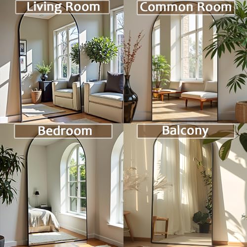 Image of OGCAU Arched Full Length Mirror 76 inchx34 inch Large Floor Full Body Mirror, Black