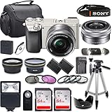 Sony A6000 Silver Mirroreless Camera Bundle with Sony E PZ 16-50mm f/3.5-5.6 OSS Lens + 2pc High...
