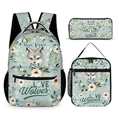 Wolf Backpack 3 With Lunch Bag Pencil Bag Custom