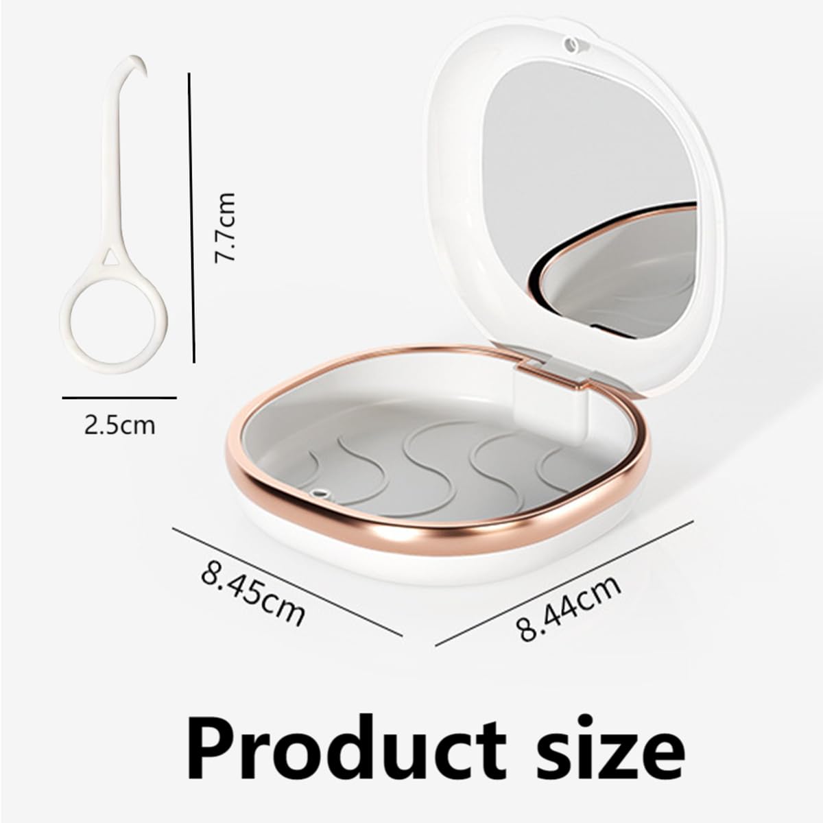 Slim Retainer and Denture Case with Mirror, White