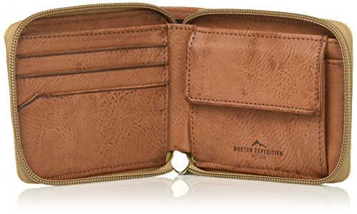 Buxton Men's Expedition II Huntington Canvas RFID Blocking Zip-around Wallet, Tan, One Size4