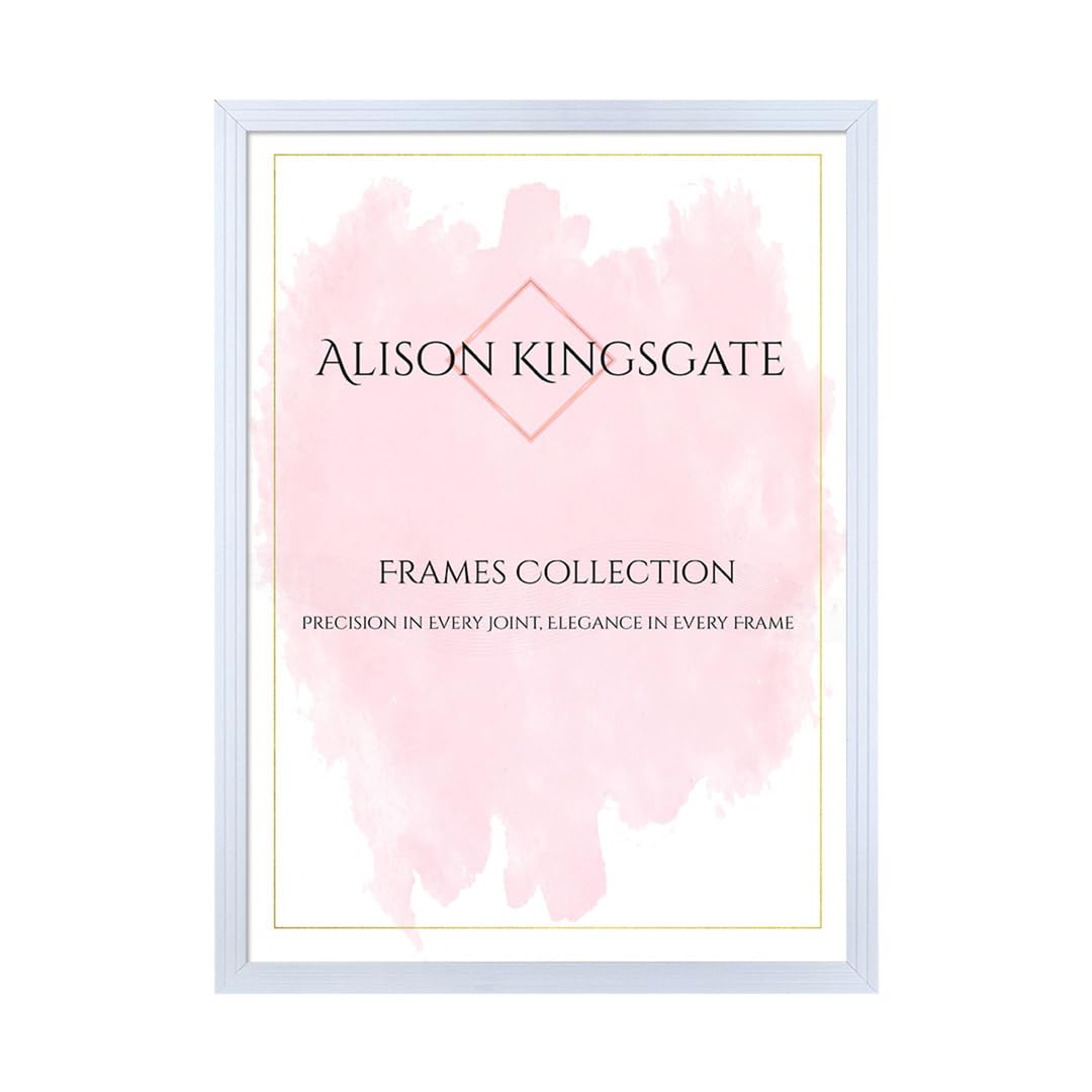 Alison Kingsgate Step 30X24 White Picture Frames - Engineered Wood Photo Frame with Shatterproof Perspex - Suitable for Wall Hanging or Tabletop Display - Available Sizes A0 to 100X90CM