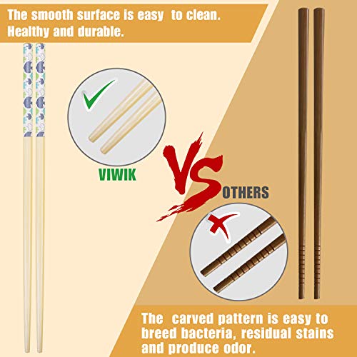 image for VIWIK 10 Pairs Natural Bamboo Chopstick, Premium Bamboo Japanese Style