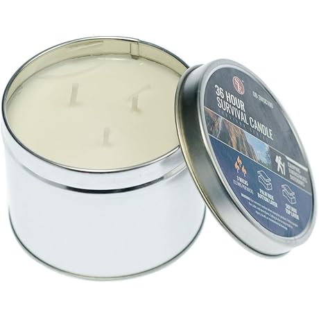 SE 3-Wick Emergency Candle: 36-Hour Long-Burning Light Source for Survival