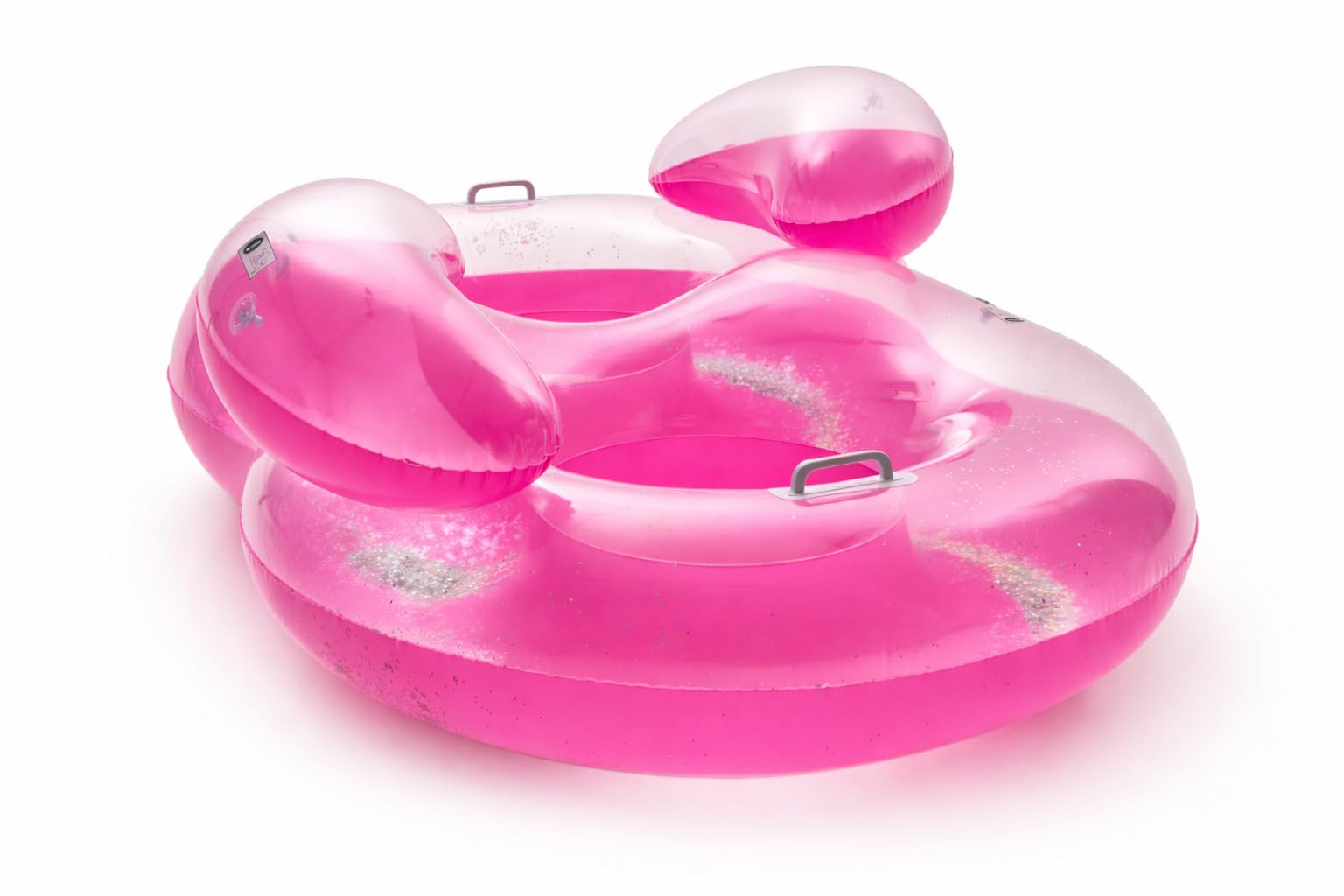 Flotador Hinchable 2 Personas 188x117 cm Colchoneta Doble en Forma de Ocho – Color Rosa Glitter -Soporta 200 kg – Colchoneta Grande Adultos Verano